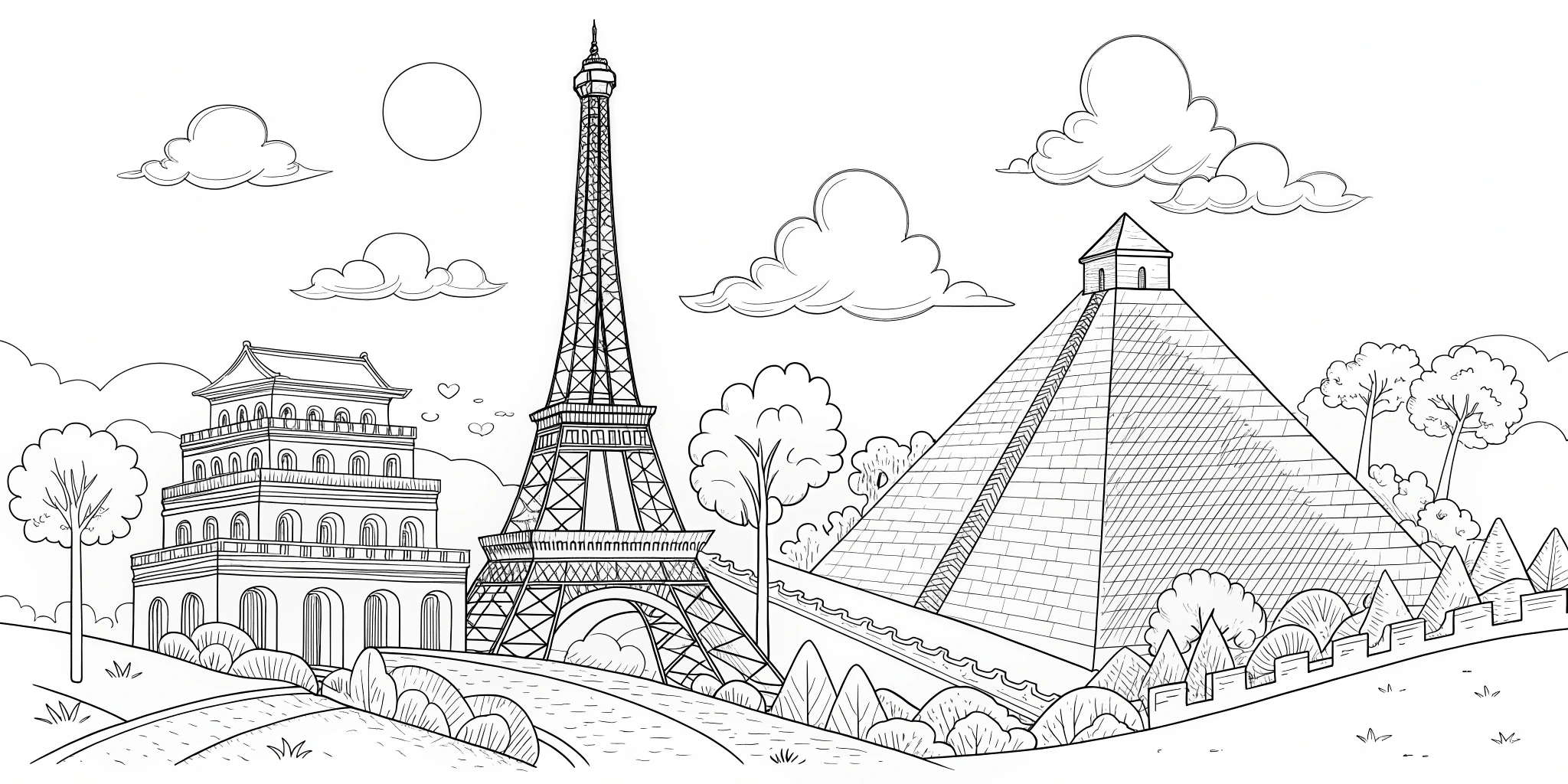 Printable Travel Landmark Coloring Sheets