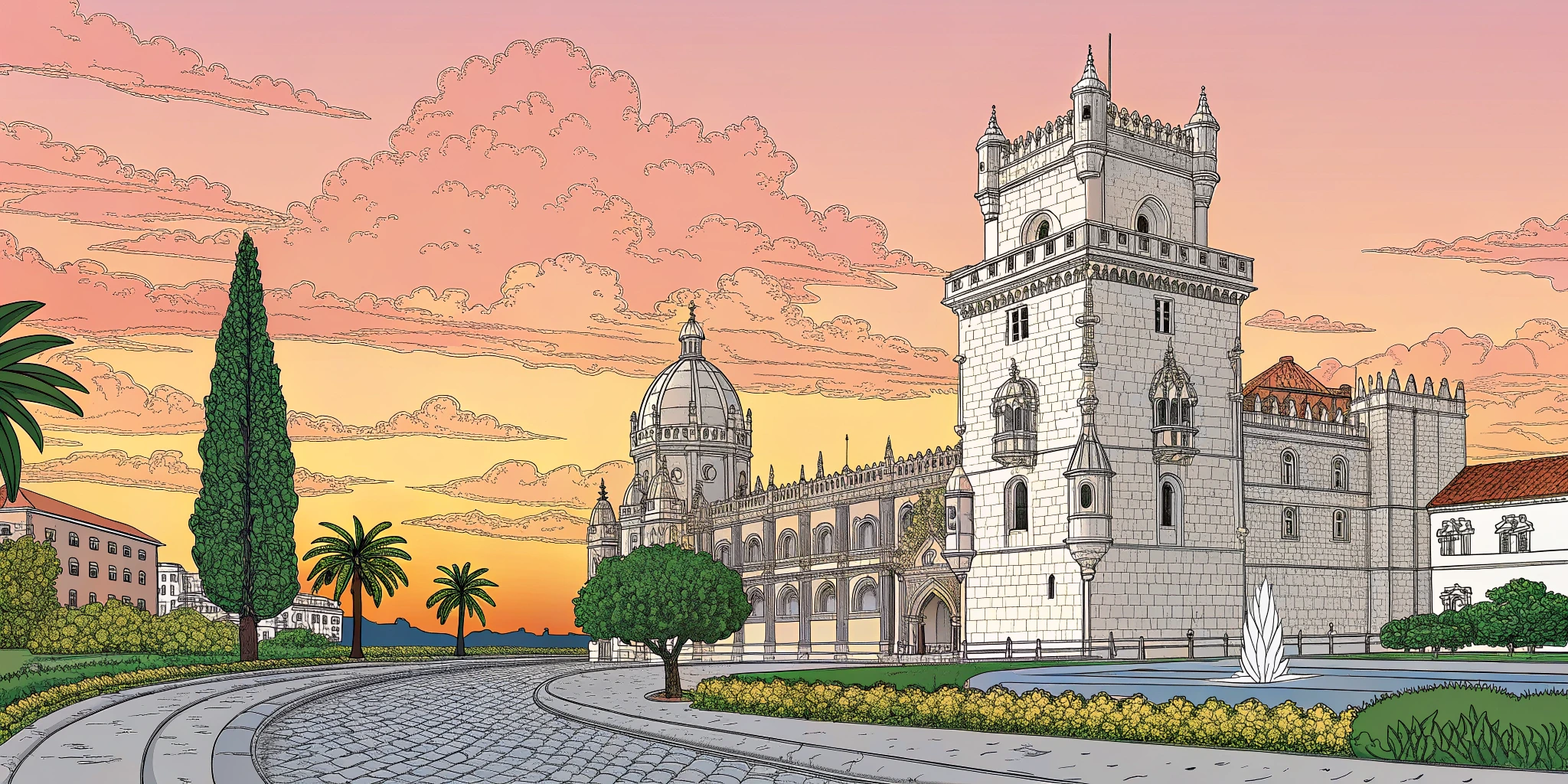Portuguese Landmarks Adult Coloring Book Collection