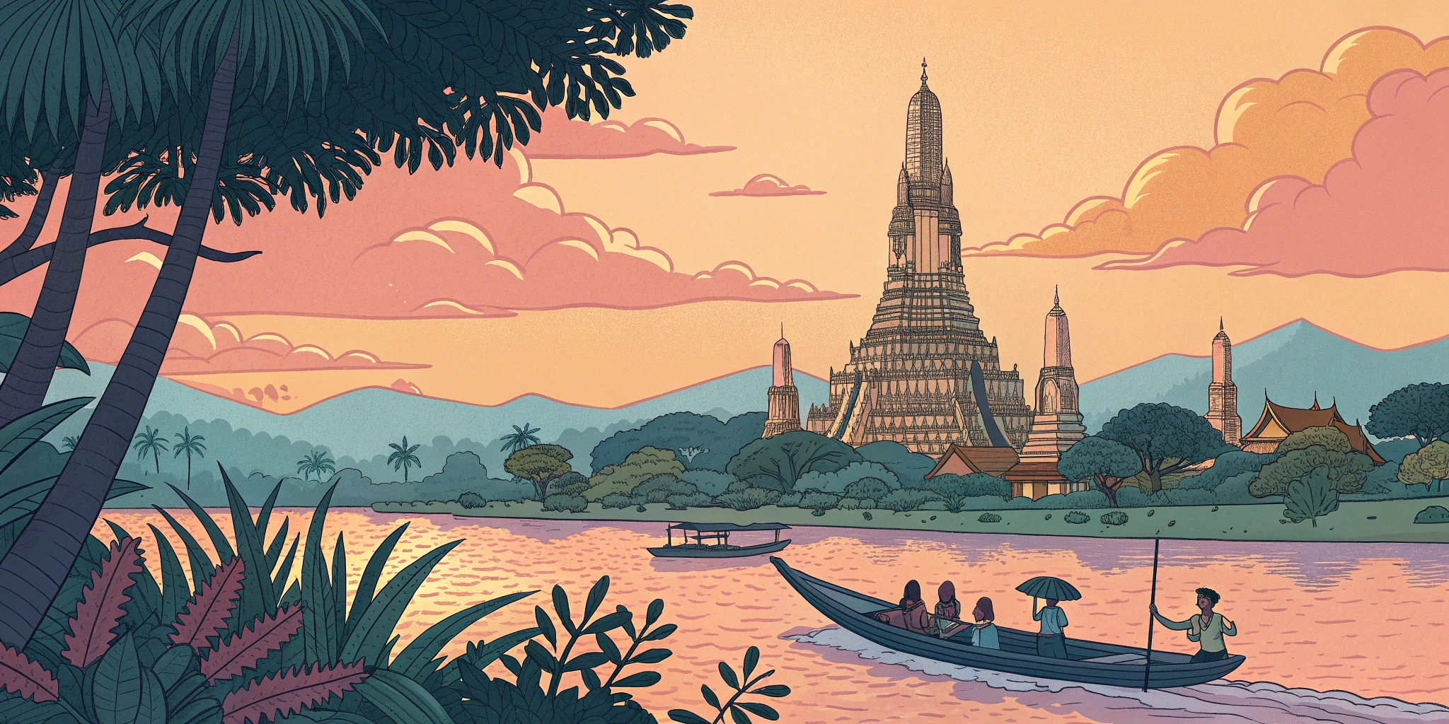 Thailand Travel Scenes Coloring Book Collection