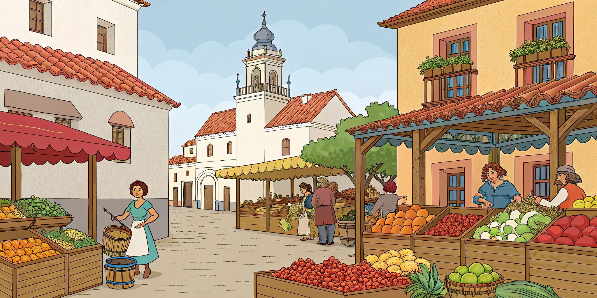 Spanish Food Market Coloring Book